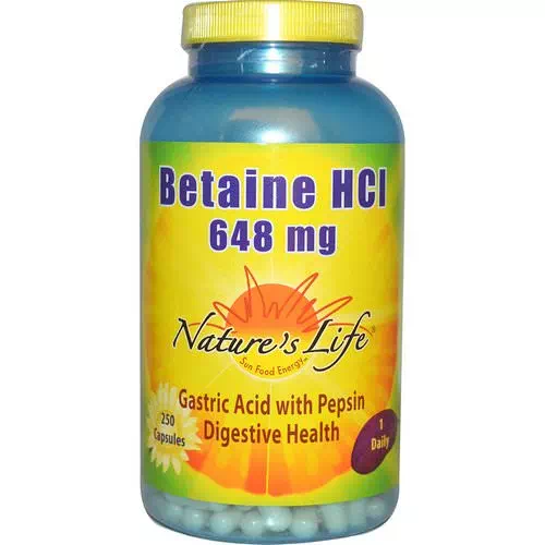 Nature's Life, Betaine HCl, 648 mg, 250 Capsules Review
