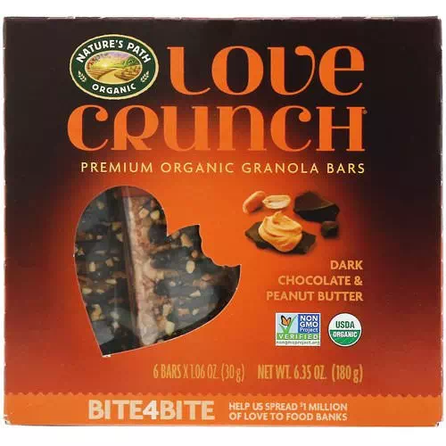 Nature's Path, Love Crunch, Premium Organic Granola Bars, Dark Chocolate Peanut Butter, 6 Bars, 1.06 oz (30 g) Each Review