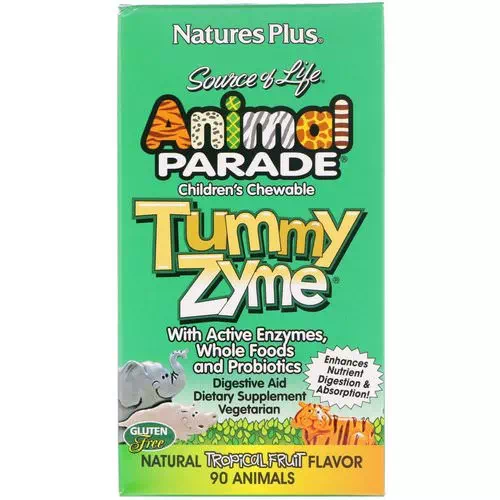 Nature's Plus, Source of Life, Animal Parade, Children's Chewable Tummy Zyme with Active Enzymes, Whole Foods and Probiotics, Natural Tropical Fruit Flavor, 90 Animals Review
