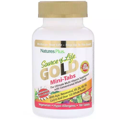 Nature's Plus, Source of Life, Gold, Mini-Tabs, The Ultimate Multi-Vitamin Supplement with Concentrated Whole Foods, 180 Tablets Review