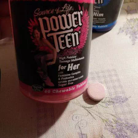 Source of Life, Power Teen, For Her, Sugar Free, Natural Wild Berry Flavor