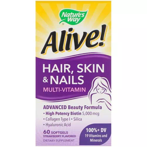 Nature's Way, Alive! Hair, Skin & Nails Multi-Vitamin, Strawberry Flavored, 60 Softgels Review
