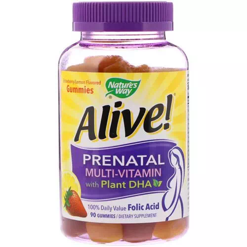 Nature's Way, Alive! Prenatal Multi-Vitamin with Plant DHA, Strawberry/Lemon Flavored, 90 Gummies Review
