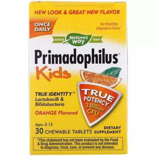 Nature's Way, Primadophilus, Kids, Orange, 3 Billion CFU, 30 Chewable Tablets Review