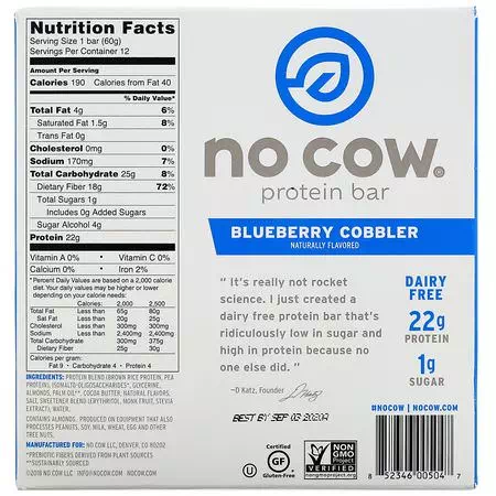 No Cow, Plant Based Protein Bars
