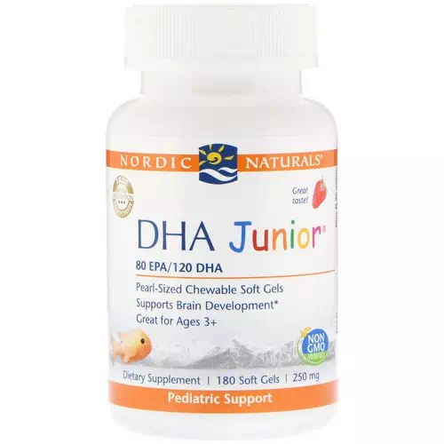 Nordic Naturals, DHA Junior, Strawberry, 250 mg, 180 Soft Gels Review