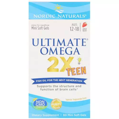 Nordic Naturals, Ultimate Omega 2X Teen, Strawberry, 60 Mini Soft Gels Review