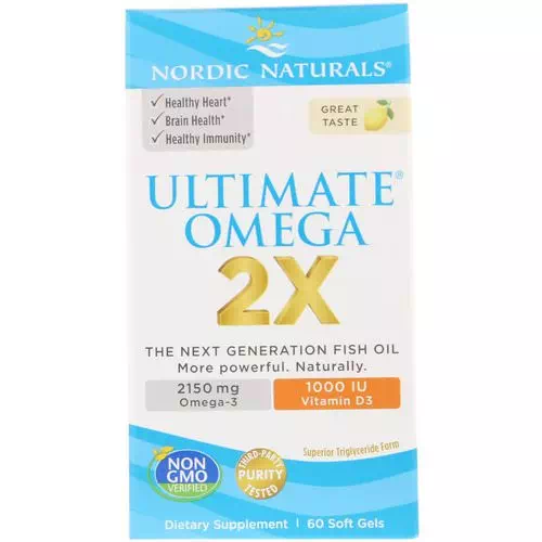 Nordic Naturals, Ultimate Omega 2X with Vitamin D3, Lemon, 60 Softgels Review