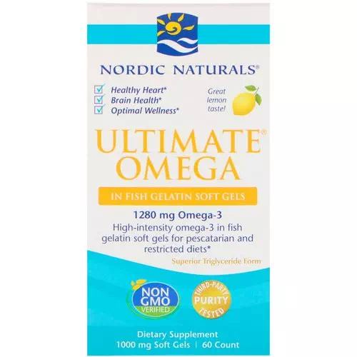 Nordic Naturals, Ultimate Omega, Lemon, 1,000 mg, 60 Soft Gels Review