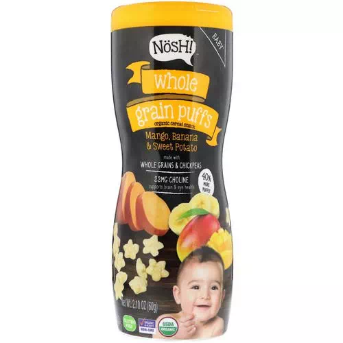 NosH! Baby, Whole Grain Puffs, Organic Cereal Snack, Mango, Banana & Sweet Potato, 2.10 oz (60 g) Review