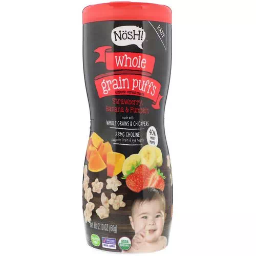 NosH! Baby, Whole Grain Puffs, Organic Cereal Snack, Strawberry, Banana & Pumpkin, 2.10 oz (60 g) Review