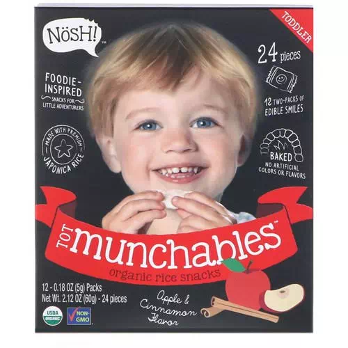 NosH! Tot Munchables, Organic Rice Snacks, Apple & Cinnamon Flavor, 12 Packs, 0.18 oz (5 g) Each Review