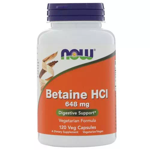 Now Foods, Betaine HCL, 648 mg, 120 Veggie Caps Review