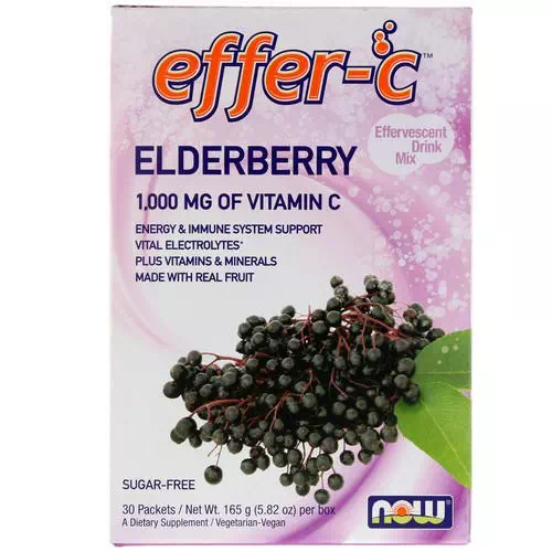 Now Foods, Effer-C, Effervescent Drink Mix, Elderberry, 30 Packets, 5.82 oz (165g) Review