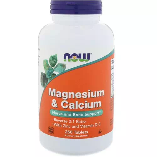 Now Foods, Magnesium & Calcium, Reverse 2:1 Ratio with Zinc and Vitamin D-3 250 Tablets Review