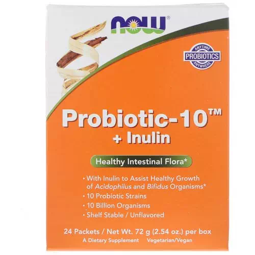 Now Foods, Probiotic-10 + Inulin, Unflavored, 24 Packets, 2.54 oz (72 g) Review