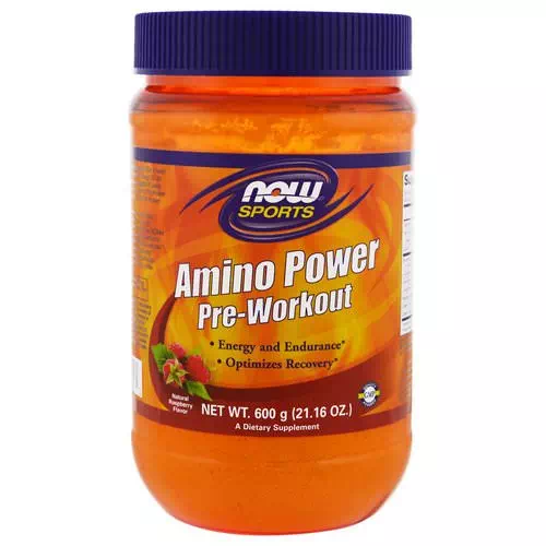 Now Foods, Sports, Amino Power Pre-Workout, Natural Raspberry Flavor, 1.3 lbs (600 g) Review