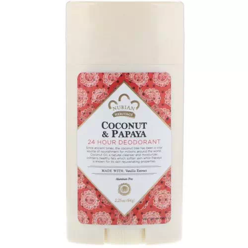 Nubian Heritage, 24 Hour Deodorant, Coconut & Papaya with Vanilla Oil, 2.25 oz (64 g) Review
