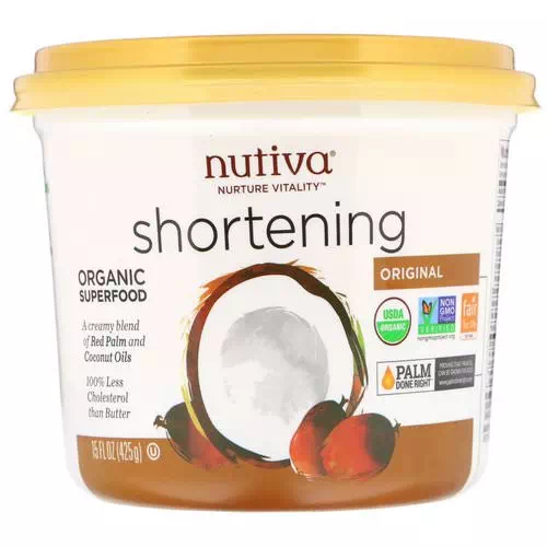 Nutiva, Organic Shortening, Original, Red Palm and Coconut Oils, 15 oz (425 g) Review