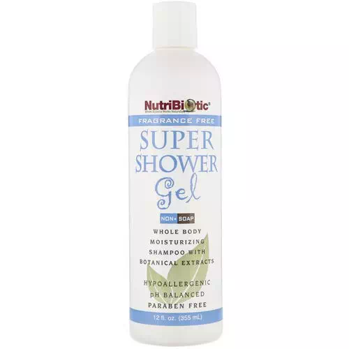 NutriBiotic, Super Shower Gel, Non-Soap, Fragrance Free, 12 fl oz (355 ml) Review