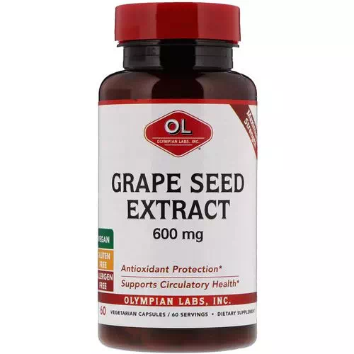 Olympian Labs, Grape Seed Extract, Maximum Strength, 600 mg, 60 Vegetarian Capsules Review