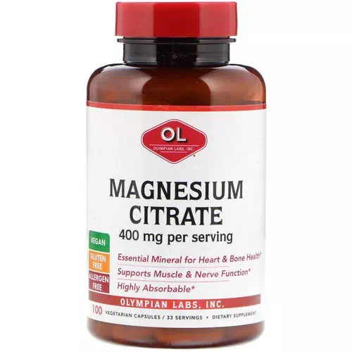 Olympian Labs, Magnesium Citrate, 400 mg, 100 Vegetarian Capsules Review