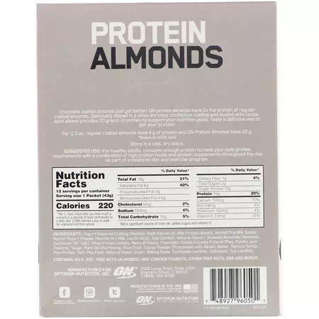 Optimum Nutrition, Protein Snacks, Almonds