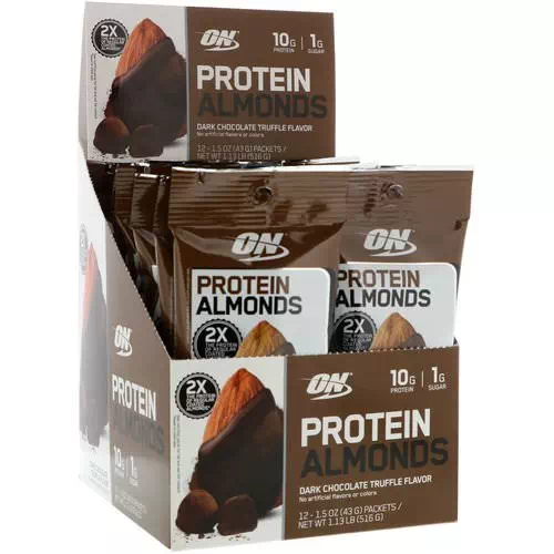 Optimum Nutrition, Protein Almonds, Dark Chocolate Truffle, 12 Packets, 1.5 oz (43 g) Each Review