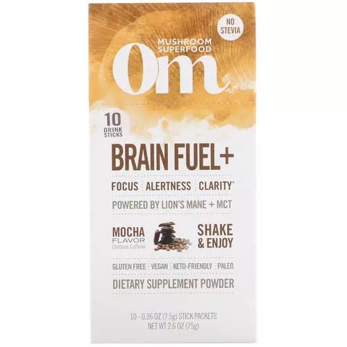 Organic Mushroom Nutrition, Brain Fuel+, Powered by Lion's Mane + MCT, Mocha, 10 Packets, 0.26 oz (7.5 g) Each Review