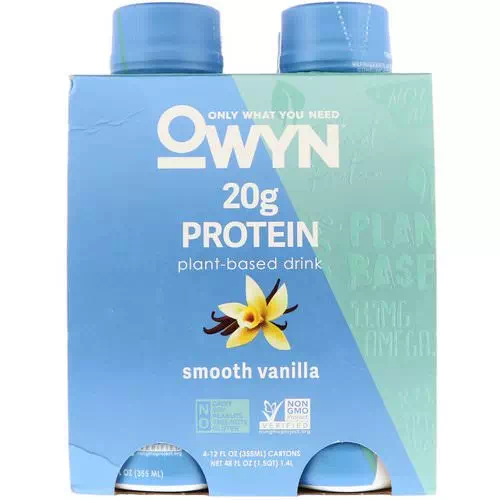 OWYN, Protein Plant-Based Shake, Smooth Vanilla, 4 Shakes, 12 fl oz (355 ml) Each Review