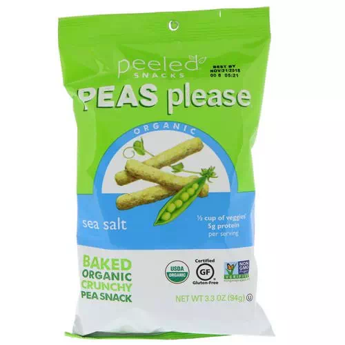 Peeled Snacks, Peas Please, Organic, Sea Salt, 3.3 oz (94 g) Review