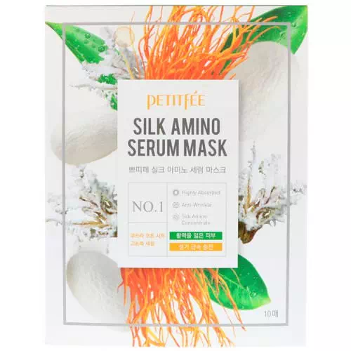 Petitfee, Silk Amino Serum Mask, 10 Masks, 25 g Each Review