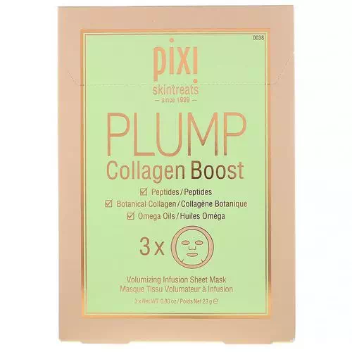 Pixi Beauty, Skintreats, Plump Collagen Boost, Volumizing Infusion Sheet Mask, 3 Sheets Review
