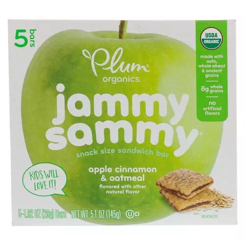 Plum Organics, Jammy Sammy, Apple Cinnamon & Oatmeal, 5 Bars, 1.02 oz (29 g) Each Review
