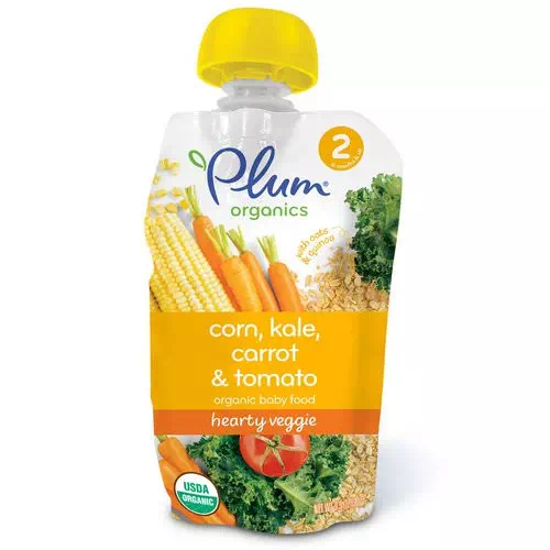 Plum Organics, Organic Baby Food, Stage 2, Hearty Veggie, Corn, Kale, Carrot & Tomato, 3.5 oz (99 g) Review
