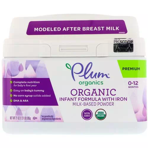 Plum Organics, Organic Infant Formula With Iron Milk-Based Powder, 21 oz (595 g) Review