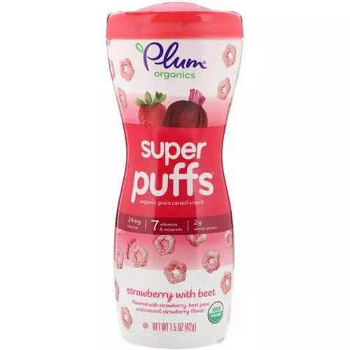 Plum Organics, Super Puffs, Organic Grain Cereal Snack, Strawberry with Beet, 1.5 oz (42 g) Review