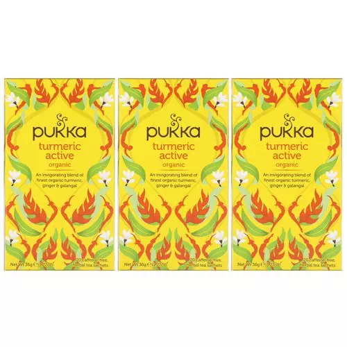 Pukka Herbs, Organic Turmeric Active, Caffeine-Free, 3 Pack, 20 Herbal Tea Sachets Each Review