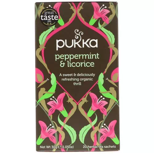 Pukka Herbs, Peppermint & Licorice Herbal Tea, Caffeine Free, 20 Tea Sachets, 1.05 oz (30 g) Review