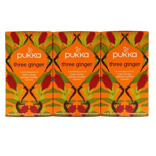 Pukka Herbs, Three Ginger Herbal Tea, Caffeine-Free, 3 Pack, 20 Herbal Tea Sachets Each Review