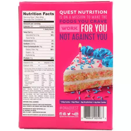 Quest Nutrition, Whey Protein Bars, Milk Protein Bars