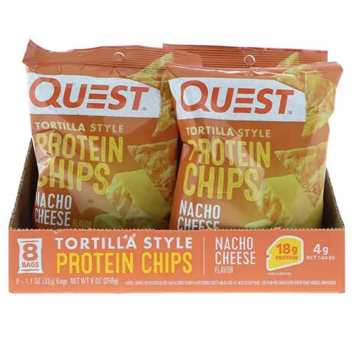 Quest Nutrition, Tortilla Style Protein Chips, Nacho Cheese, 8 Bags, 1.1 oz (32 g ) Each Review