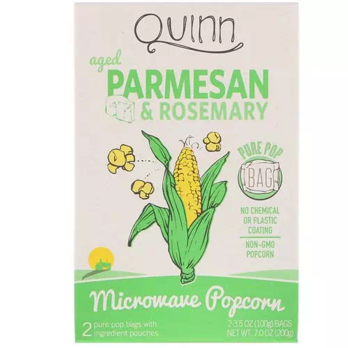 Quinn Popcorn, Microwave Popcorn, Parmesan & Rosemary, 2 Bags, 3.5 oz (100 g) Each Review