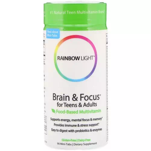Rainbow Light, Brain & Focus for Teens & Adults, Food-Based Multivitamin, 90 Mini-Tabs Review