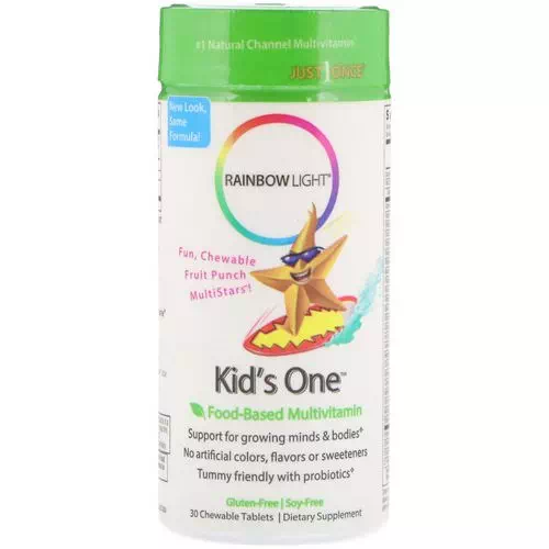 Rainbow Light, Kid's One, MultiStars, Food-Based Multivitamin, Fruit Punch, 30 Chewable Tablets Review
