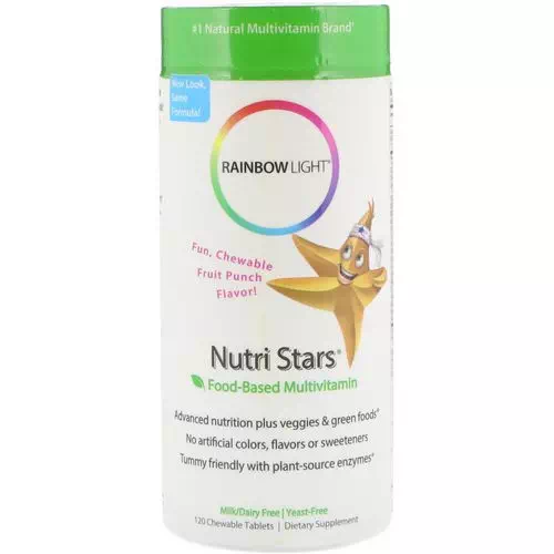 Rainbow Light, Nutri Stars, Food-Based Multivitamin, Fruit Punch Flavor, 120 Chewable Tablets Review