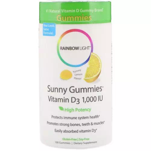 Rainbow Light, Sunny Gummies Vitamin D3, Lemon Flavor, 1,000 IU, 100 Gummies Review