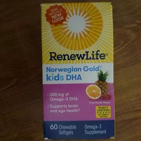 Renew Life, Norwegian Gold, Kids DHA, Fruit Punch Flavor, 60 Chewable Softgels Review