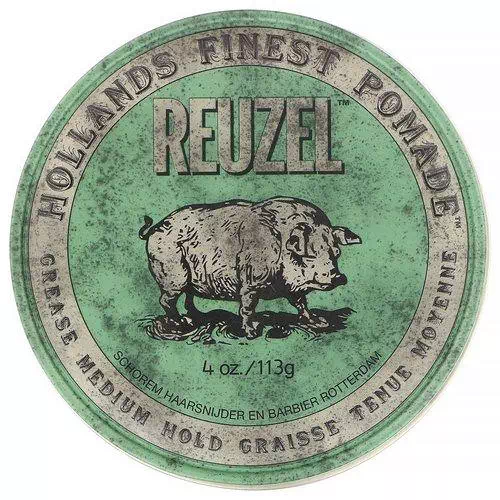 Reuzel, Green Pomade, Grease, Medium Hold, 4 oz (113 g) Review
