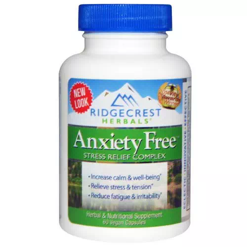 RidgeCrest Herbals, Anxiety Free, Stress Relief Complex, 60 Vegan Caps Review